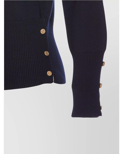 Thom Browne Blue Wool Milano-Stitch Crewneck Jumper