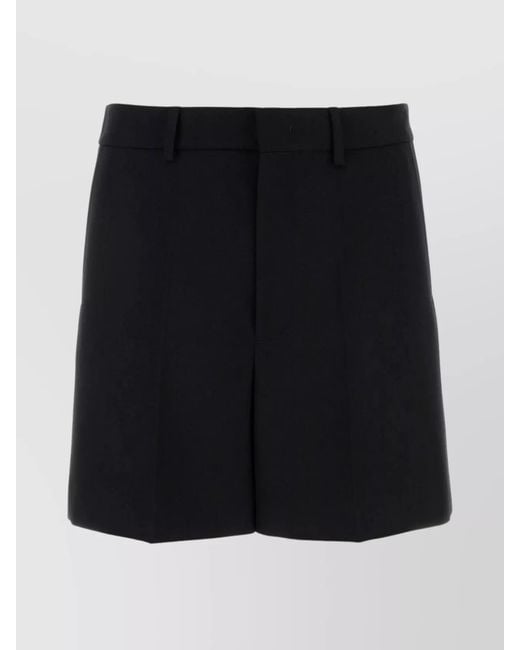 Valentino Garavani Black Virgin Wool Pleated Bermuda Shorts for men