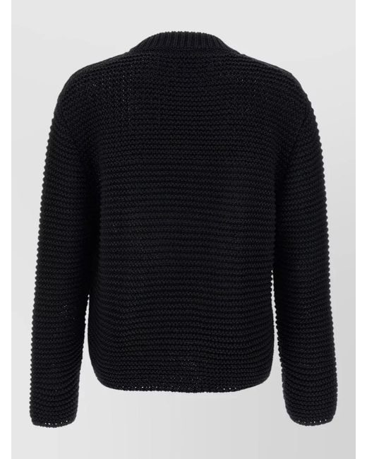 McQueen Black Logo-Print Long-Sleeve Sweater for men