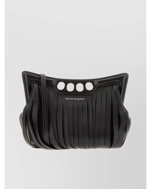 McQueen Black The Peak Mini Leather Crossbody Bag