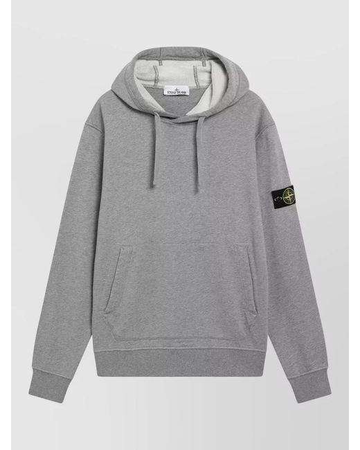 Stone Island Gray Hooded Knit Sweater Long Sleeves Pocket for men