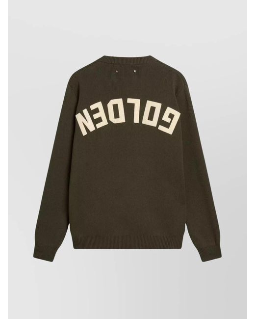Golden Goose Deluxe Brand Green Organic Cotton Logo Crew Neck Sweater for men