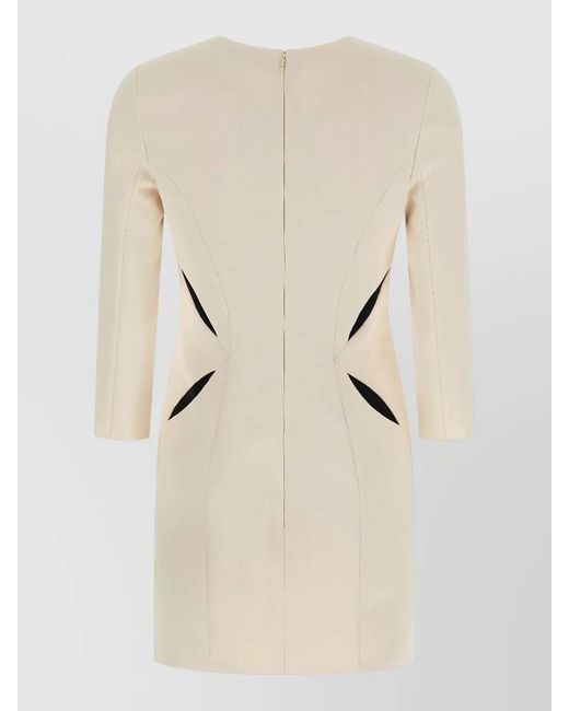 Elisabetta Franchi Natural Knee Length Dress Featuring Cut Out Design