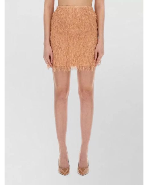 Alysi White Mini Skirt Textured Fabric Fringed Hem