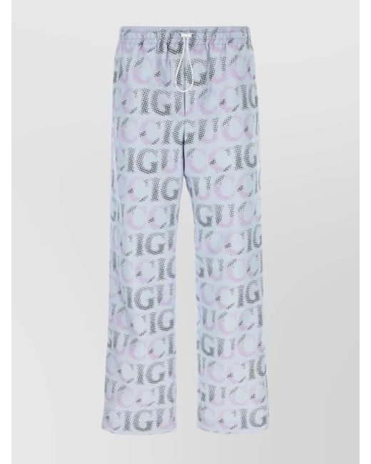 Gucci Blue Printed Wide-Leg Trousers for men