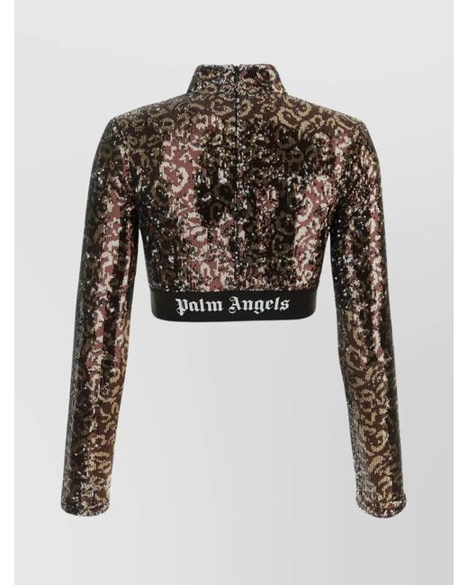 Palm Angels Black Sequin Cropped Top