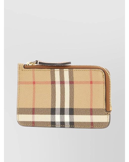 Burberry Natural Checkered Pattern Wallet And Cardholder