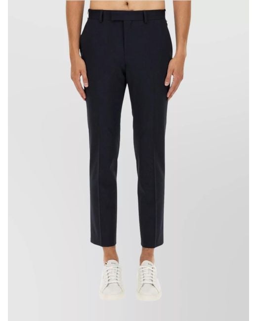 Boss Blue Wool Cropped Trousers for men
