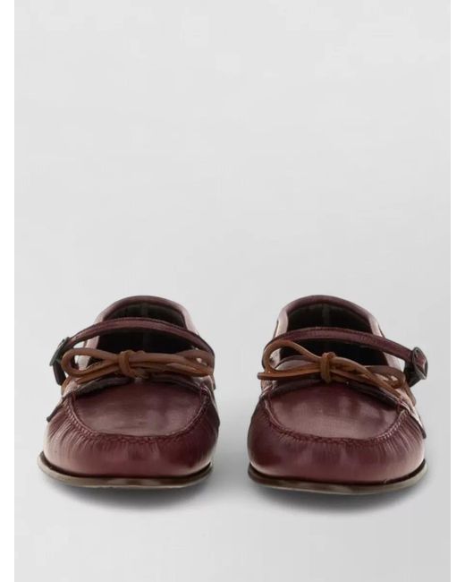 Hereu Brown Mary Jane Lorea Leather Bow Loafers