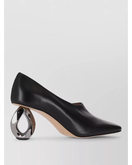 J.W. Anderson Black Chain Detail Leather Heel Pumps