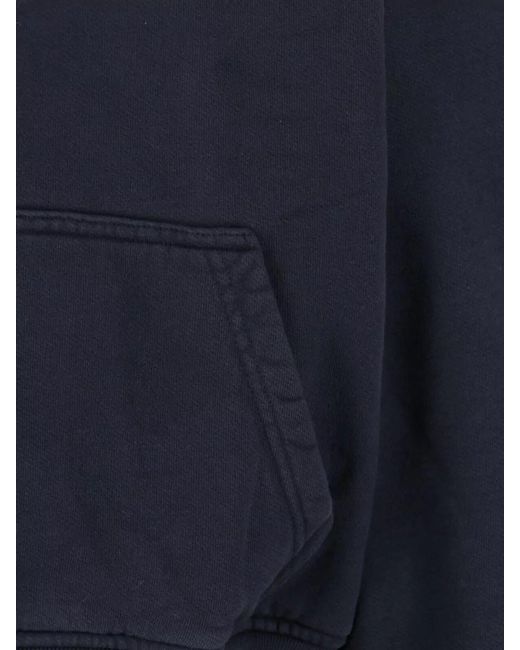 Rhude Blue Hooded Sweatshirt Kangaroo Pocket Ribbed Cuffs Hem for men