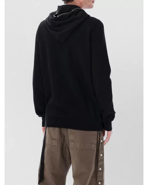 Rick Owens Blue Hooded Cotton Jersey Hip Length Jacket for men