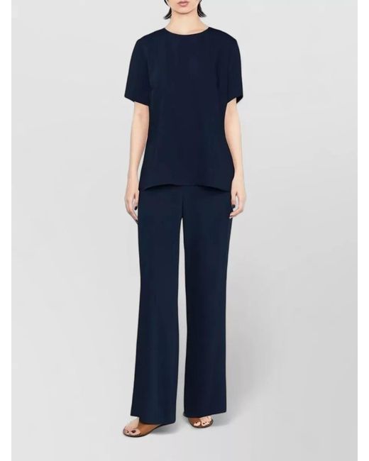 P.A.R.O.S.H. Blue Short Sleeve Top Buttoned Back Detail