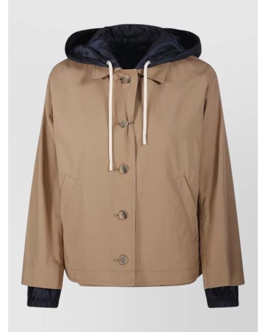 Herno Brown Hooded Jacket Two Tone Design