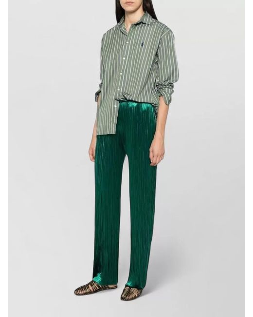 Forte_forte Green Pleated Wide-Leg Trousers