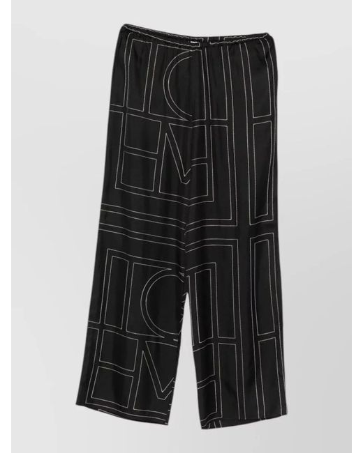 Totême Black Silk Wide-Leg Relaxed-Fit Pajama Trousers