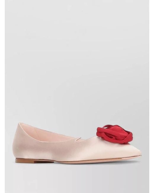 Roger Vivier Pink Love Vivier Ballerina Shoes Floral Satin Pointed