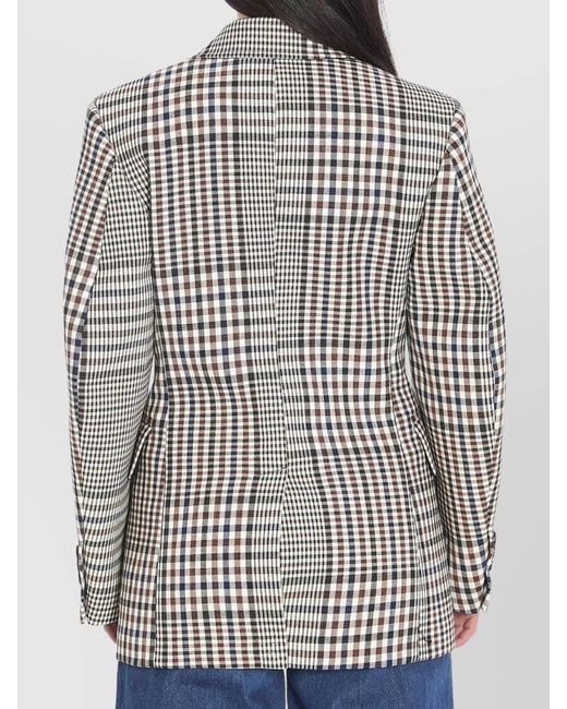 Bottega Veneta Gray Double-Breasted Check Blazer