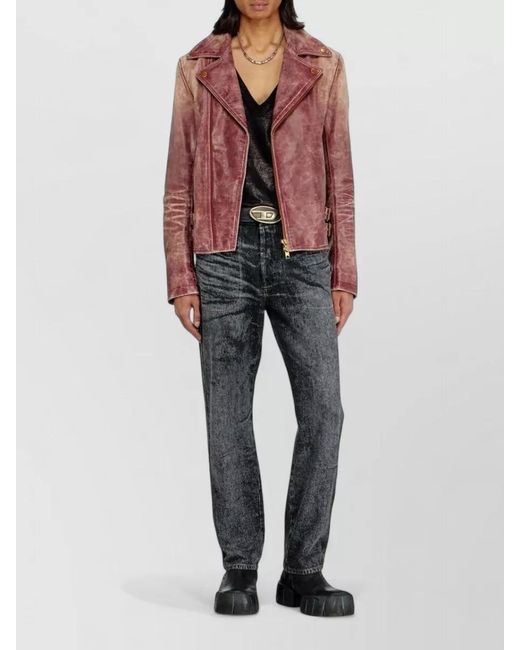 DIESEL Red Leather Blazer for men