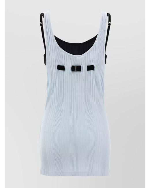 The Attico White Cotton Ribbed Layered Sleeveless Tank Top