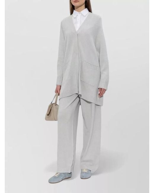 Fabiana Filippi White Wide Leg Trousers Seam Detailing Design