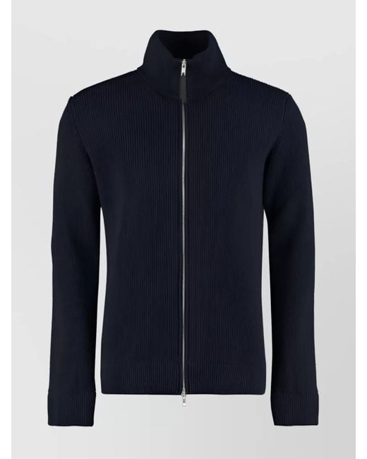 Maison Margiela Blue Ribbed Knit Zip-Up Cardigan for men
