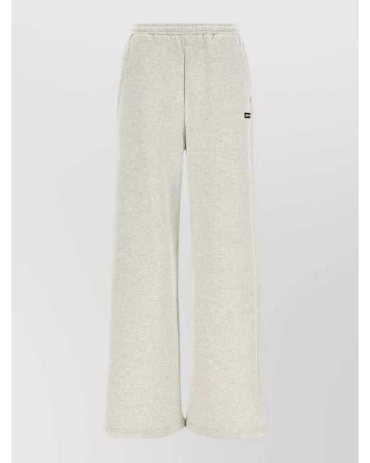 ROTATE BIRGER CHRISTENSEN White Fleece Lounge Pants Elastic Waistband Side Pockets