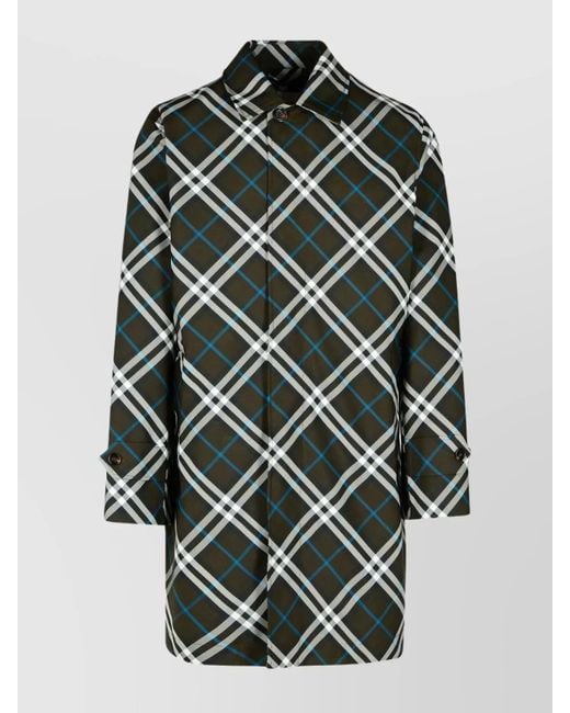 Burberry Gray Check Midi Trench Coat for men