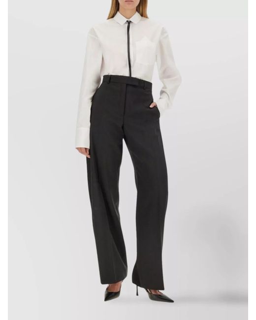 Sportmax Black Virgin Wool Wide-Leg Trousers