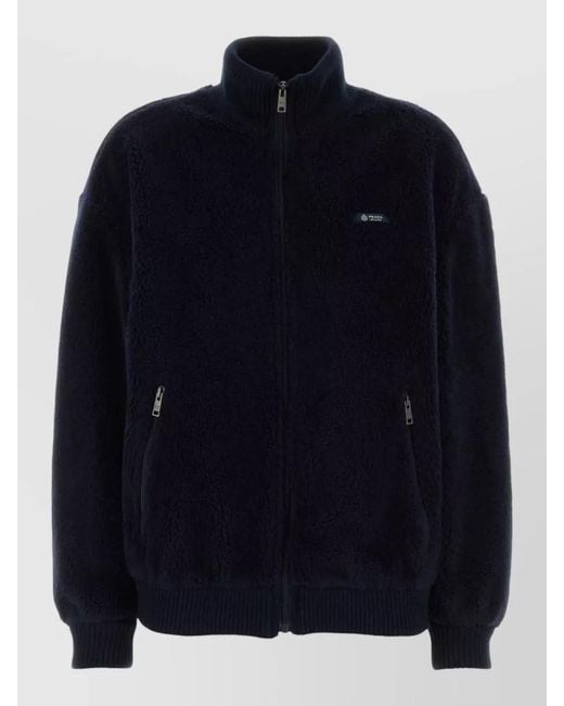 Prada Blue Virgin Wool Bomber Jacket