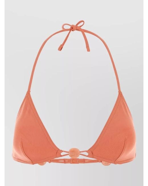 Eres Red Halter Nylon Alva Triangle Bead Bikini Top