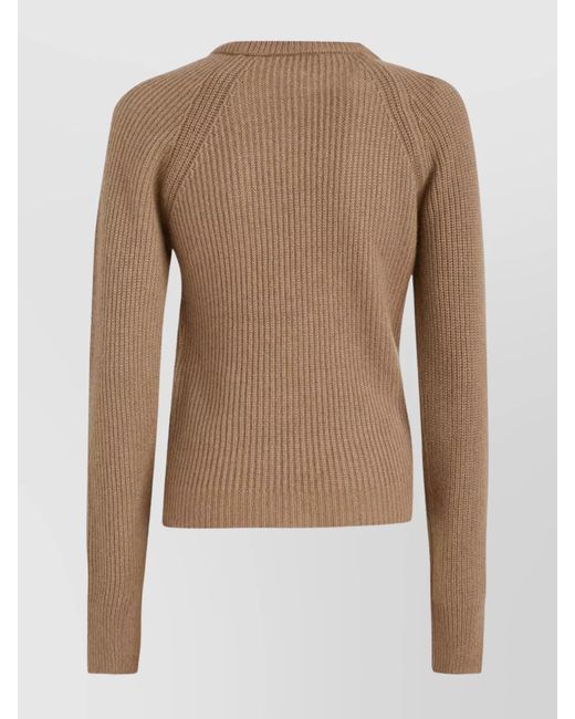 Stella McCartney Brown Cashmere Ribbed Long-Sleeve Sweater