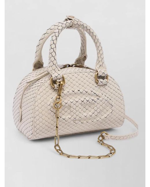 DIESEL Natural Python Leather Mini Dome Crossbody Bag