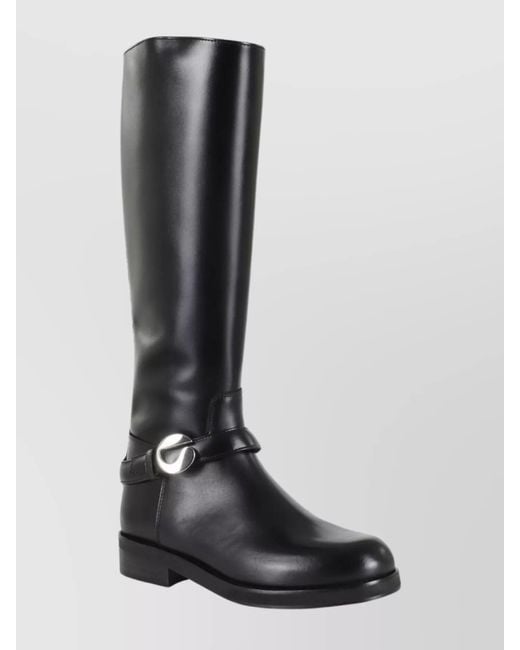 Coperni Black Leather Knee-High Flat Boots