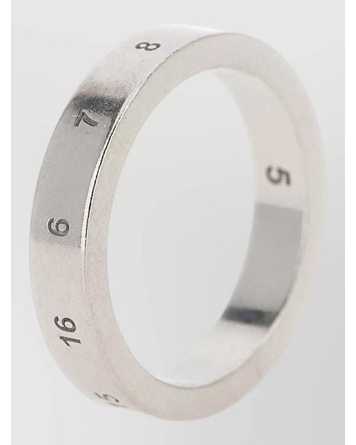 Maison Margiela White Numeric Polished Finish Contemporary Design Ring for men