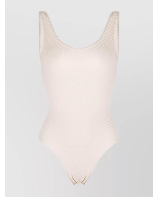 Anine Bing White Textured One-Piece Swimsuit