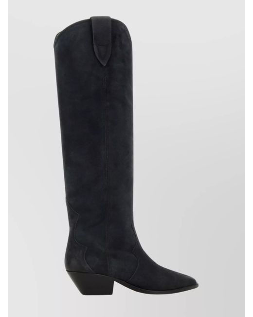 Isabel Marant Black Suede Leather Paneled Boots