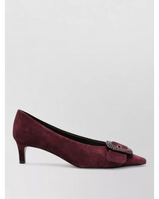 Roberto Festa Purple Suede Kitten Heel Pumps Pointed Toe Buckle