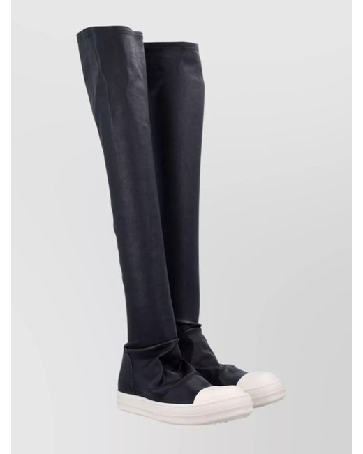 Rick Owens Blue Lamb Leather Hi-Top Sneakers