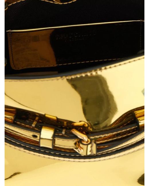 Moschino Tie Me Structured Metallic Shoulder Bag
