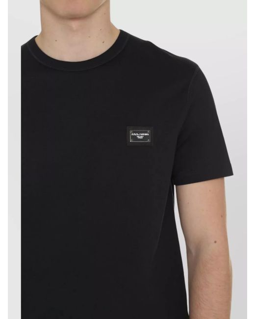 Dolce & Gabbana Blue Cotton Ribbed Crew-Neck T-Shirt for men