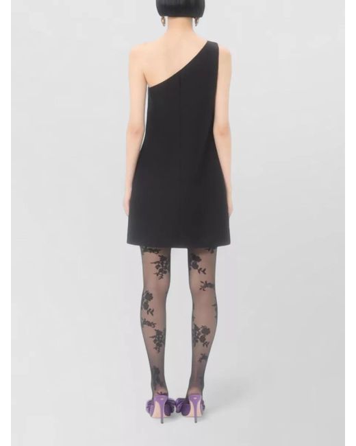 Valentino Garavani Black Silk One-Shoulder Mini Dress