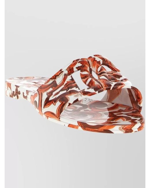 Dolce & Gabbana Pink Bianca Flat Slides Open Toe Print