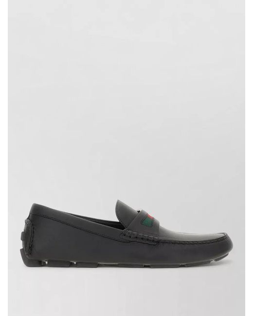 Gucci Gray Leather Driver Loafers for men