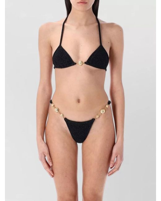Reina Olga Black Metallic Bikini Top