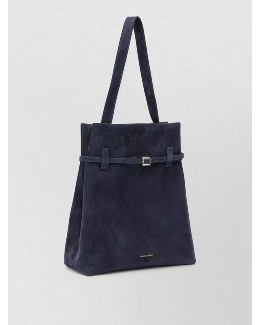 MANU Atelier Blue Tote Du Jour Medium Suede Shoulder Bag
