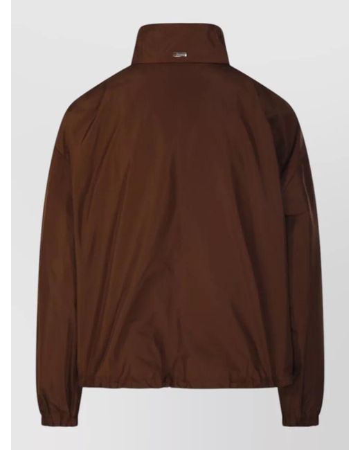 Herno Brown High Collar Jacket Elastic Cuffs Pockets