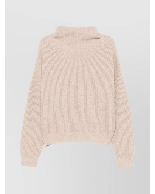 Isabel Marant White Cashmere Merino Wool Ribbed Oversized Roll Neck Jumper
