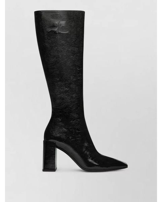 Courreges Black Leather Ankle Boots