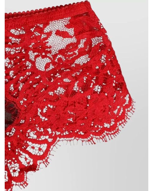 Dolce & Gabbana Red Floral Lace Briefs